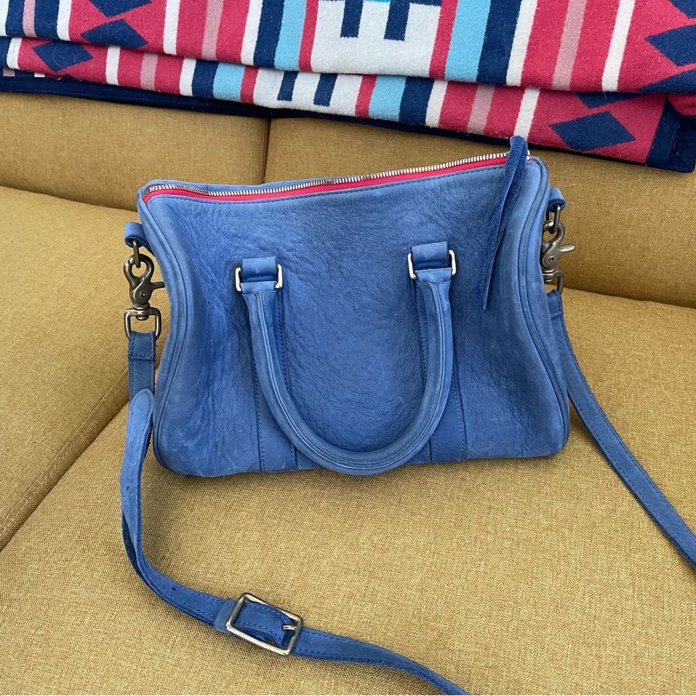 Claire Vivier Suede Crossbody Blue Satchel | Claire V